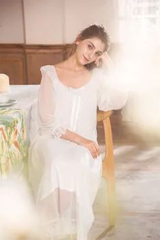 

Romantic Nightgown Lovely Mesh Sleepwear Court Night Dress 4 Size（S~XL)CP001A