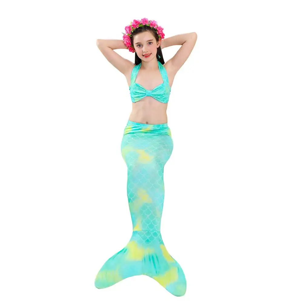 Girls Walkable And Swimmable Mermaid Tail Swimsuit Cosplay Costume Kids Children Bikini And Sparkle Mermaid Swimtail