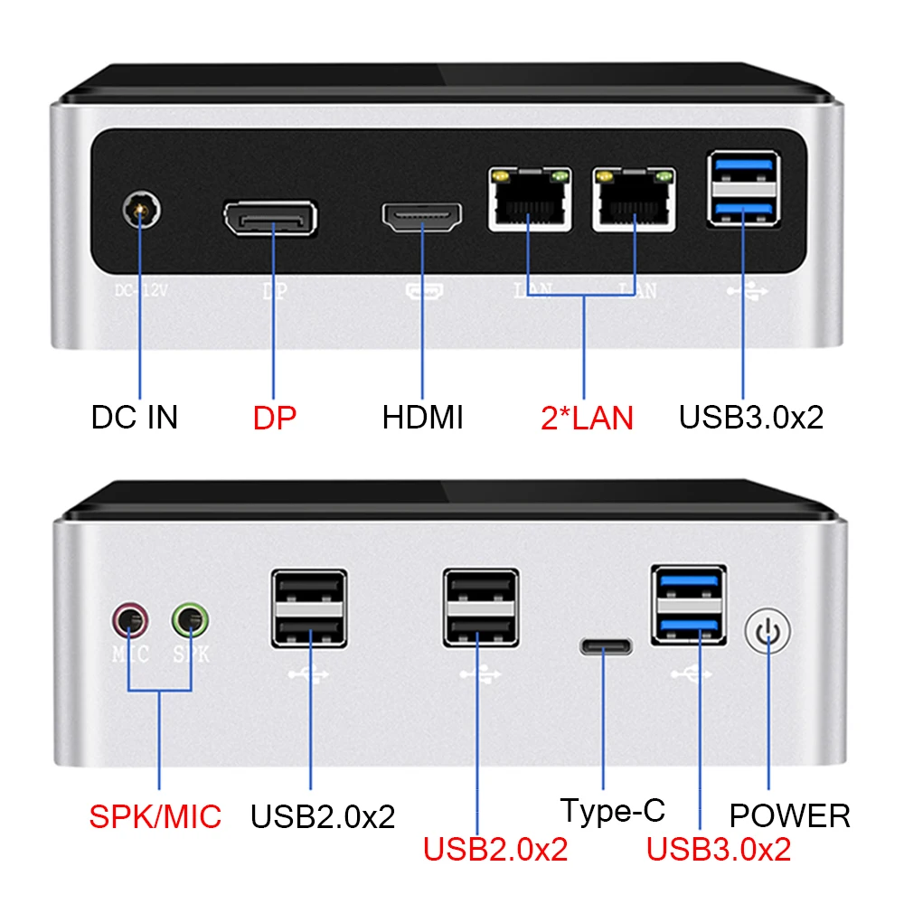 Мини ПК Intel Core i7 7500U 8650U Компьютер Windows 8 10 2 * DDR4 M.2 SSD USB DP Type C LAN WiFi 4K HTPC Micro Desktop NUC Minipc i5