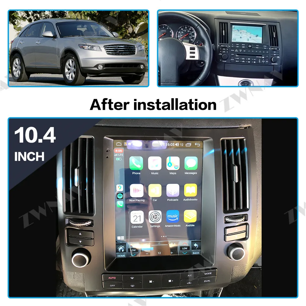

Vertical Screen Tesla 10.4 inch Android 9.0 PX6 For Infiniti FX FX35 FX45 Car Multimedia Player Stereo Radio GPS Navigation