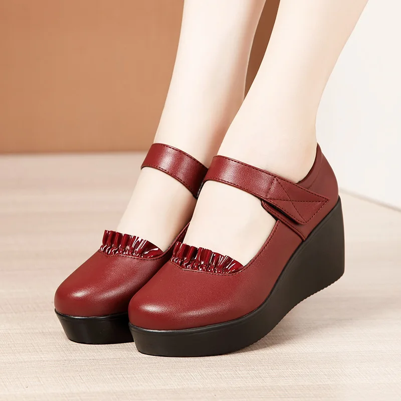New Small Plus Size 32 33-43 Medium Heels Wedges Wedding Shoes for Women 2022 Spring Platform Pumps Elegant for Office Mother