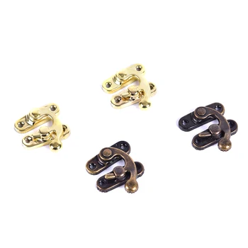 

50pcs Small Antique Metal Lock Decorative Hasps Hook Gift Wooden Jewelry Box Padlock With Screws For Furniture Hardware