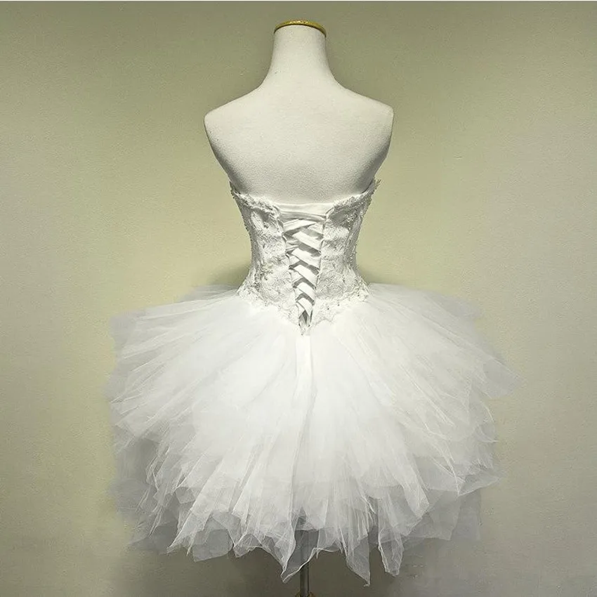 new-lovely-short-wedding-dresses-strapless-pearls-lace-tulle-mini-a-line-bridal-gowns-lace-up-back-custom   -made-w910