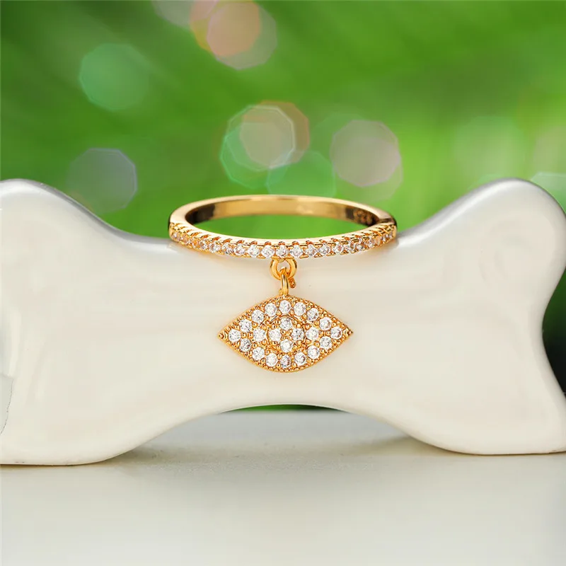 Минималистичное женское маленькое Кристальное кольцо с глазом желтое золото свадебное обручальное кольцо винтажные обручальные кольца для женщин