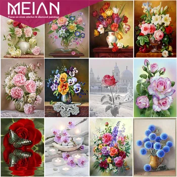

2020 diamond painting cross stitch flower Rhinestone Handicraft Kits vase rose peony lily magnolia art home decoration for gifts