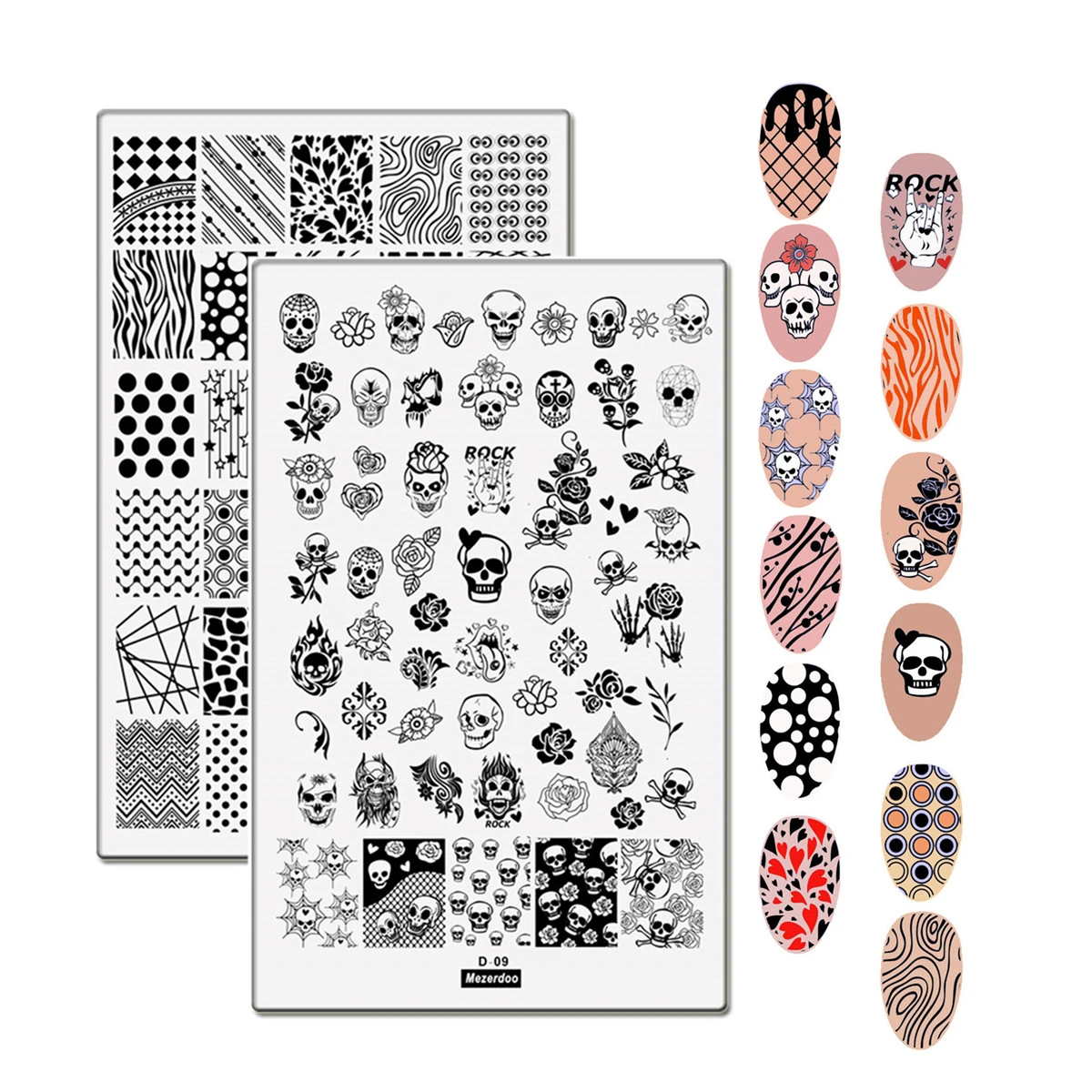 2pcs stencils set for nail stamping plates 9 5 14 5cm big size skull leopard love heart image stamp print stamping for nail art nail art templates aliexpress
