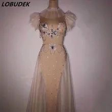 Для ночного клуба, для женщин, певица, Серебряные стразы, бикини, сетчатая юбка, комплект из 2 предметов, сексуальная одежда для сцены, костюм для сцены, одежда для бара, наряд для вечеринки