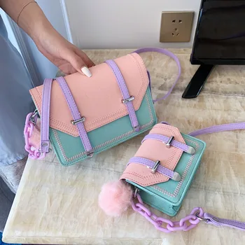 

Contrast Color mini Bag PU Leather Crossbody Bags For Women 2020 Summer Shoulder Handbags Female Travel Cross Body Bag