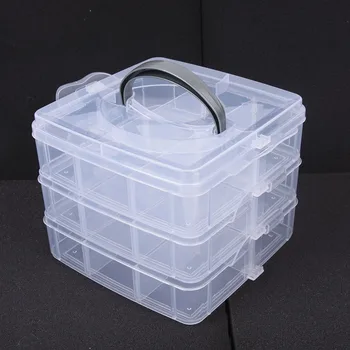 

Jewelry Bead Storage Container Craft Organizer 3 Layers Compartments Plastic Box