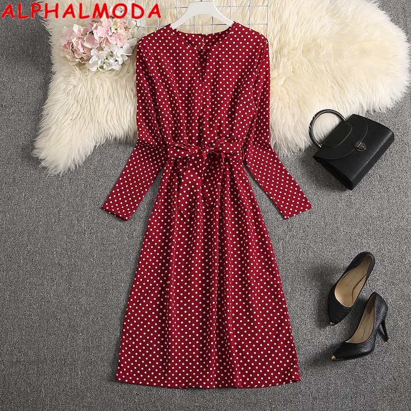 Женское шифоновое платье ALPHALMODA с длинным рукавом трапециевидного силуэта в