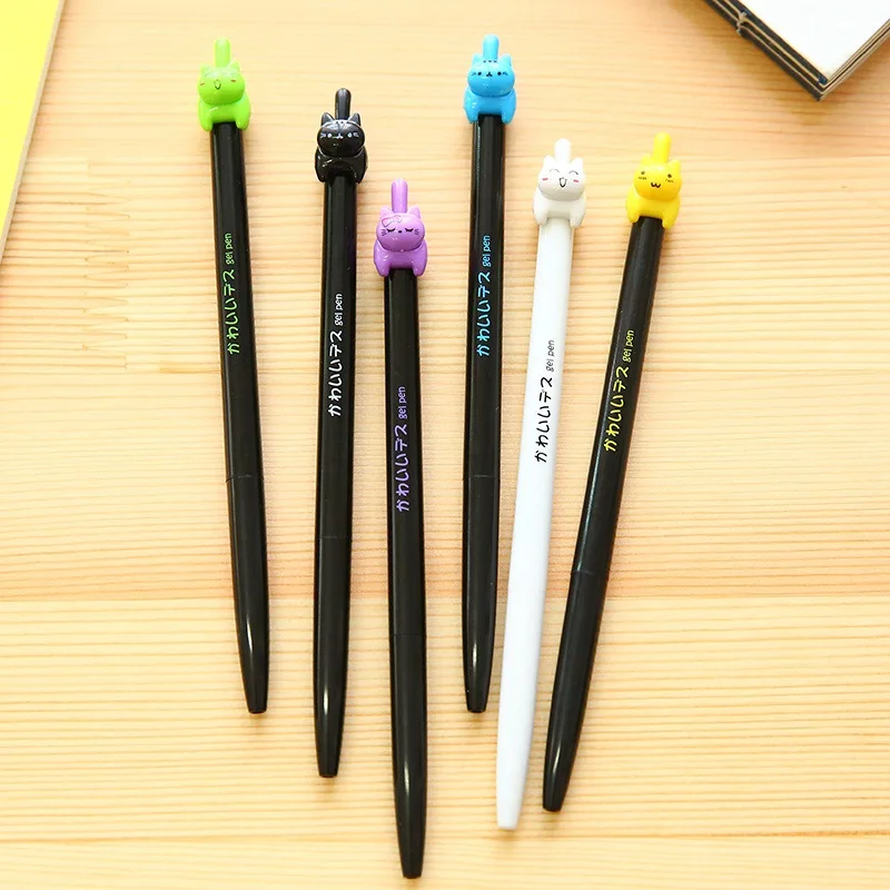 /set Cute Cat Gel Pen Black Ink Pens Kawaii Stationery School Office