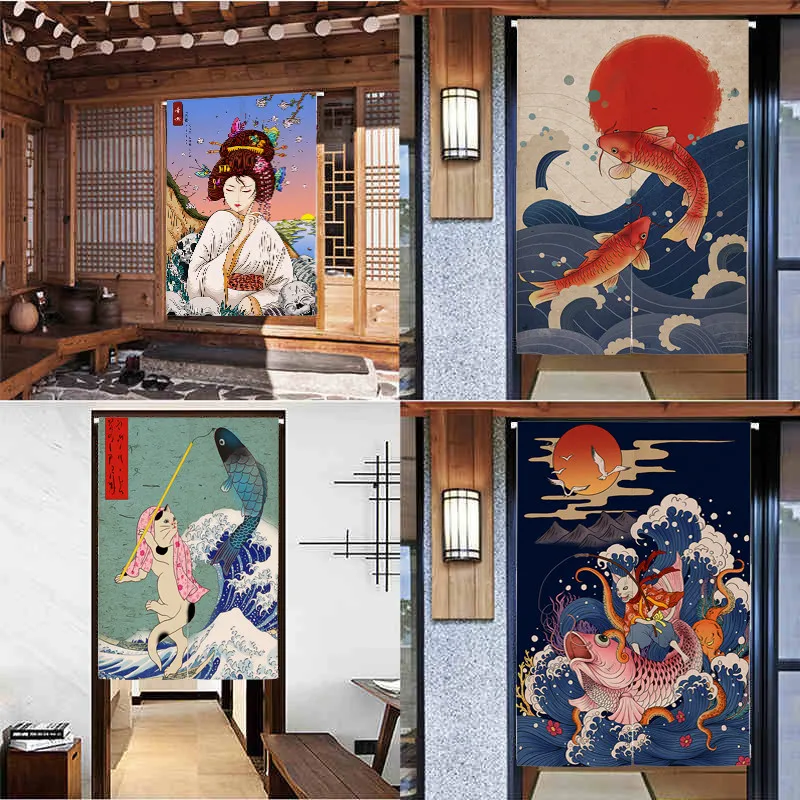 Японская кухня магазин Ukiyoshi дверная занавеска шторы декоративная занавеска Норен для лапши магазин украшения кухни комнаты