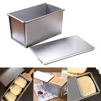 

Nonstick Rectangular Aluminum Plate Loaf Bread Cake Pan Tin with Cover Toast Molds