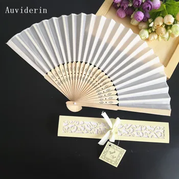 

[Auviderin] 50pcs Customized Folded Hand Fan for Wedding Favors Gift Handheld Fan with Text Logo for Promotion Gift