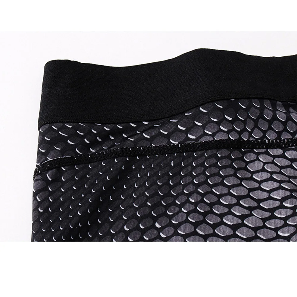 Мужские обтягивающие спортивные укороченные брюки с принтом, быстросохнущие тренировочные штаны для фитнеса
