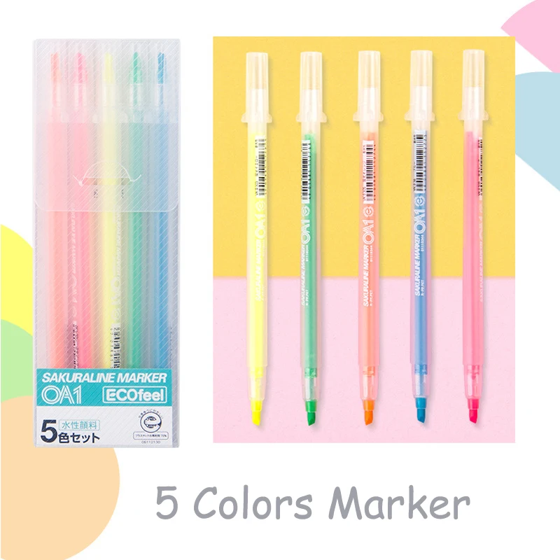 

5 Colors Japanese Sakura Marker Highlighter Creative Dual Headed DIY Manga Painting Graffiti Brush Art Stationery Supplies