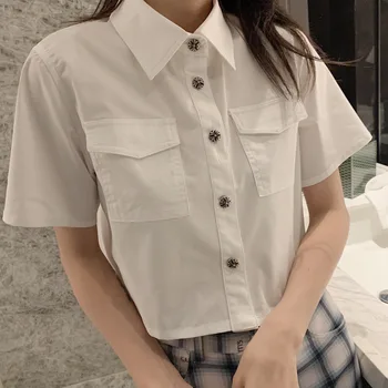 

Women Shirt Spring / Summer 2020 Shirt Women Fashionable Casual Loose White Short-sleeved Shirt Top