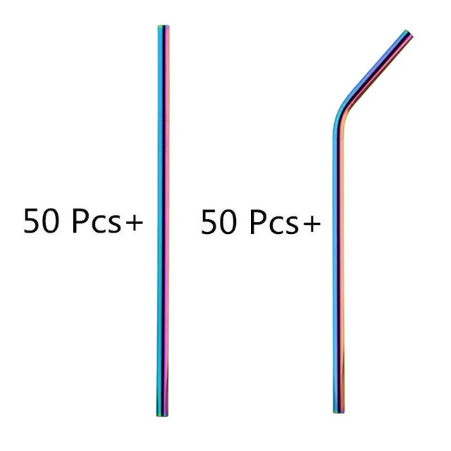 50 straight 50 bent Эко дружественные соломинки 100 шт./компл. металлическая соломинка многоразовые оптовые нержавеющей стали трубочки для напитков 215 мм* 6 мм Прямые изогнутые соломинки - Цвет: 50 straight 50 bent