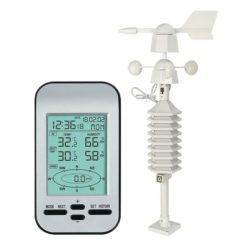 433mhz Wireless Weather Station Clock Wind Speed Direction Sensor Temperature LB88