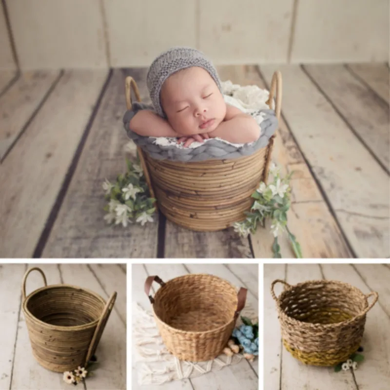 Newborn Photography Props Baby Weaving Baskets Infant Posing Prop Photo Studio Creative Posing Container Suit For Many Theme