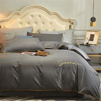 

Light Luxury Bed Linen Pure Cotton Four Seasons Quilts and Bedding Sets Solid Color Nordic for Bedroom Bed Set Full Size