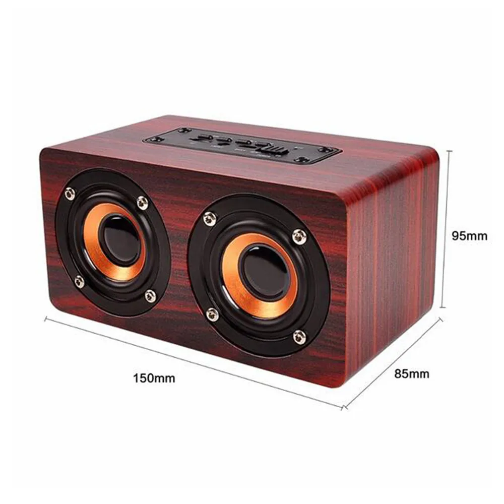 W5 10W Wooden Wireless bluetooth Stereo Speaker USB MP3 Player Dual Loudspeakers 