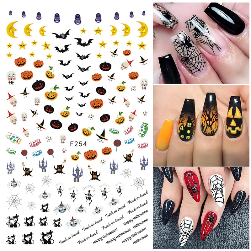 

1 Sheet 3D Nail Sticker Halloween Pumpkin Insect Mosaic Transfer Stickers Nail Art Decorations DIY Designs Accessories