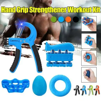 

5 PCS ABS TPR Fitness Adjustable Hand Grip Set Finger Forearm Strength Muscle Recovery Heavy Hand Gripper Exerciser Trainer