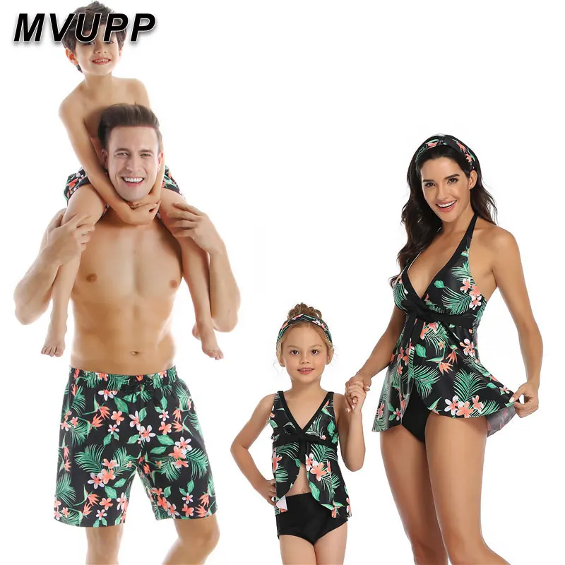 Купальный костюм для мамы папы и ребенка пляжные шорты купальный из двух