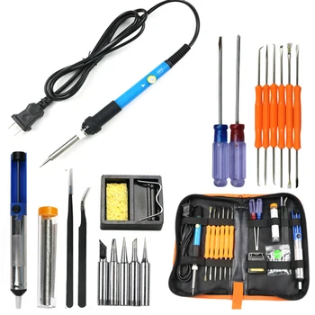 

Us Plug Electric Soldering Iron Adjustable Temperature Regulations Portable Welding Repair Tool Set Solder Station With Iron Tip