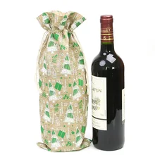 15*36 см горячая штамповка шаблон льняной мешок бутылки длинный Подарочный мешок Рождественская упаковка с завязкой 50 шт
