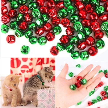 

100Pcs Jingle Bells Loose Metal Beads for Festival Party Pet Decorations Christmas Tree Ornaments Red Green DIY Christmas Bell