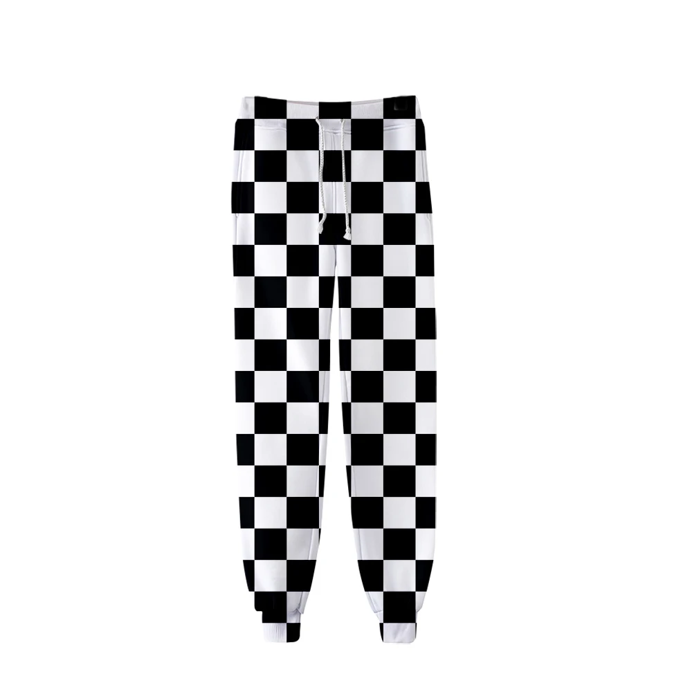 Fashion 3D Ghost Blade Youth Jogging Sweatpants Men's Ladies Black And White Plaid Style Hip Hop Trousers Autumn