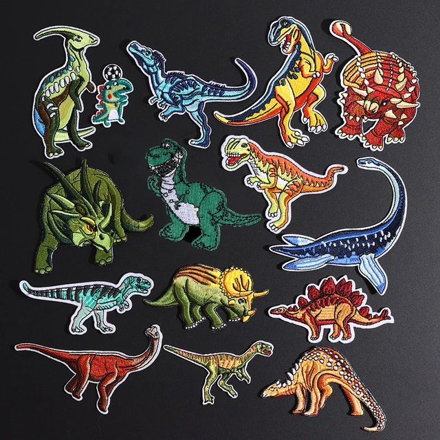 Dinosaur Patch Punk Embroidered Patch For Clothing Patches Iron On Patches  On Clothes DIY Hook And Loop Stickers - AliExpress