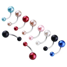 10 шт., имитация жемчуга, разноцветные ювелирные изделия для пирсинга, пупка, кольца для пирсинга пупка, модные украшения для тела, пирсинг, опт