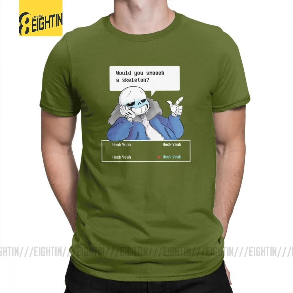 Футболки Undertale Новые мужские футболки с круглым вырезом из чистого хлопка с коротким рукавом для отдыха больших размеров - Цвет: Армейский зеленый
