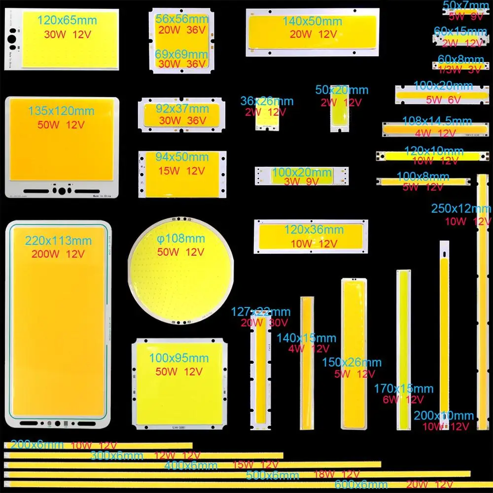 [SUMBULBS] COB LED Light 5W 10W 20W 30W 50W 200W DC Bulb Chip On Board Colorful Strip Modules for DIY Car House Lighting|chip on board|led bulbcolor