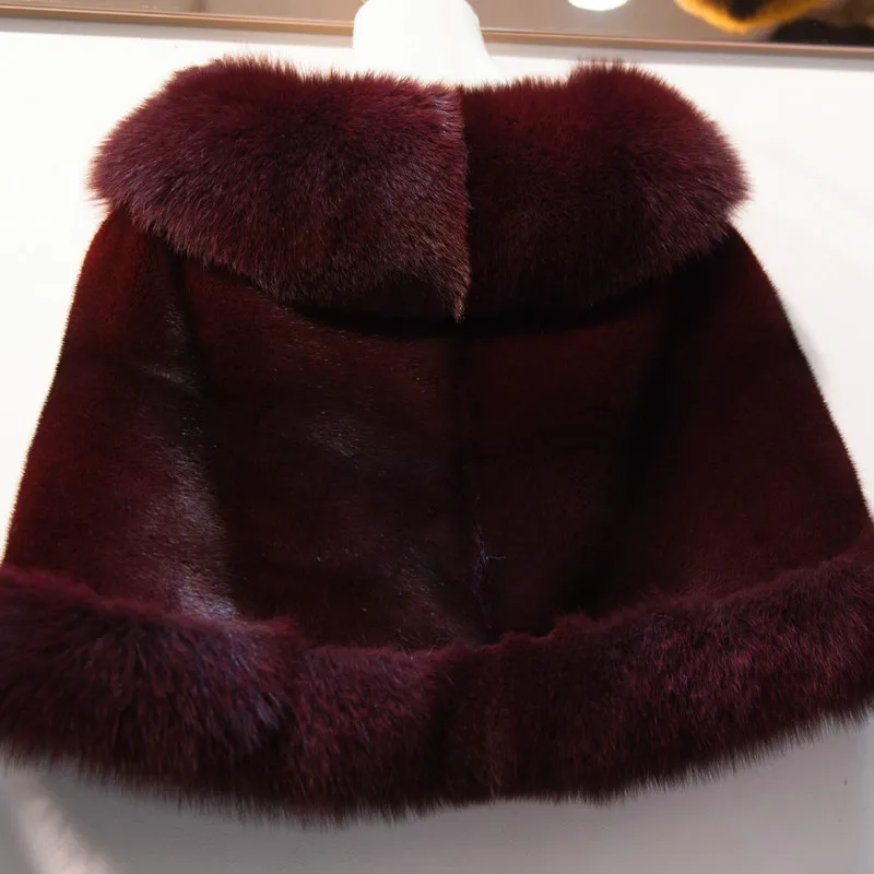 Luxury Women Ladies Winter Real Mink Fur Cape Shawl Genuine Fur Wedding Party Bride Wedding Dress Cape Warm