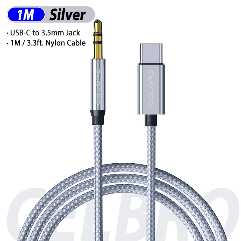 Usb type C до 3,5 мм Aux аудио кабель адаптер для наушников акустический кабель для Xiaomi Mi 9 8 SE OnePlus 7 type C Aux аудио кабель - Цвет: Silver
