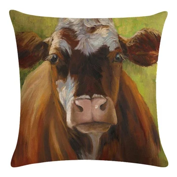 

Cushion Cover Home Decorative Cattle Painting Linen Pillow Cover Lovely Cow Throw Pillows Case Minimalist Pillows