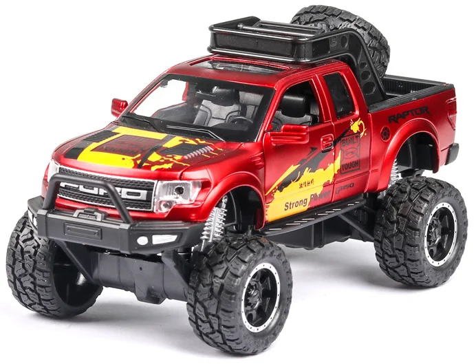 Новинка, 1:32, Ford Raptor F150, пикап, сплав, модель автомобиля, оттягивается, литая под давлением, Игрушечная машина, модель автомобиля, подарок, игрушки для детей на день рождения - Цвет: Red