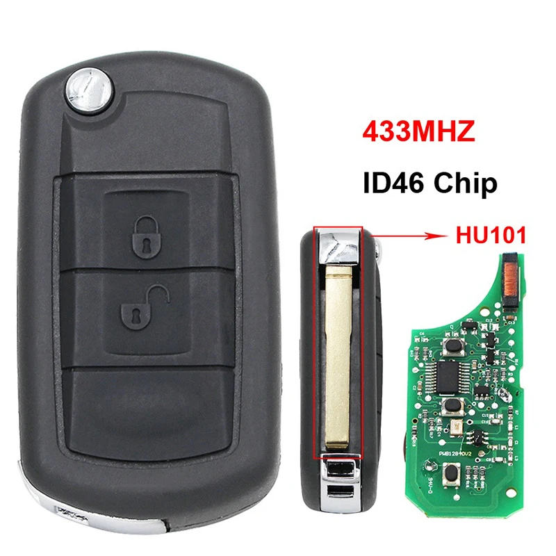 CN004004 Aftermarket 3 Button Flip Remote Smart Car Key With 434Mhz ID46 Chip HU101 Uncut Blade For Land Rover Discovery 4 | Автомобили и