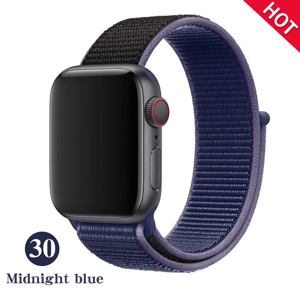 Midnight blue Тканый нейлоновый ремешок для apple Series 5, ремешок для часов 42 мм, 44 мм, 38 мм, 40 мм, спортивный нейлоновый браслет для iwatch 4/3/2/1 - Цвет ремешка: Midnight blue