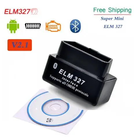 Мини ELM327 OBD2 автомобильный диагностический инструмент ELM 327 Bluetooth автоматический сканер для Android/Symbian для OBDII протокол elm327 - Цвет: V2.1 black