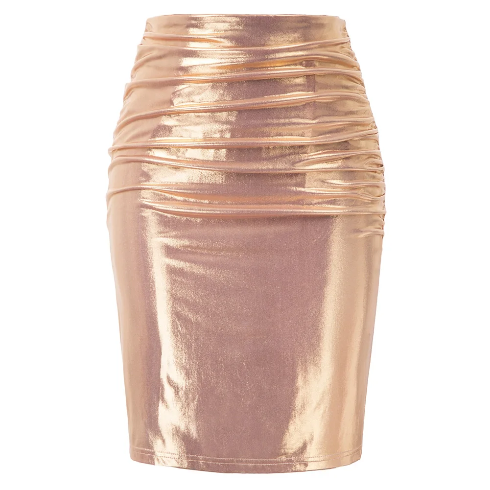 Belle Poque, юбки-карандаши, женские сексуальные юбки с золотыми блестками, Облегающие юбки с высокой талией для вечеринки, офисные женские юбки, женская одежда - Цвет: Rose Gold