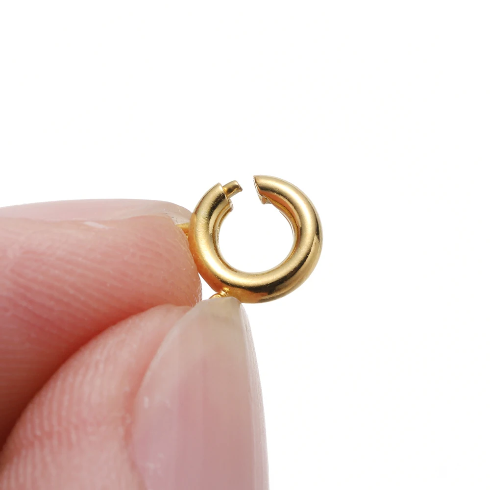 30pcs/lot Plated Round Spring Ring Clasp With Open Jump Rings