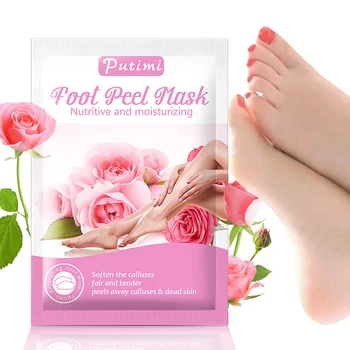 

PUTIMI 3pair=6pcs Rose Foot Mask for Legs Feet Peeling Mask Renewal Pedicure Socks Remove Dead Skin Smooth Exfoliating Foot Mask