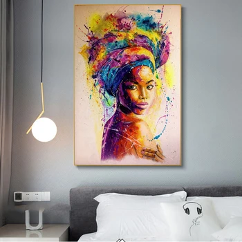 

African Black Woman Graffiti Art Posters And Prints Abstract African Girl Canvas Paintings On The Wall Art Pictures Wall Decor