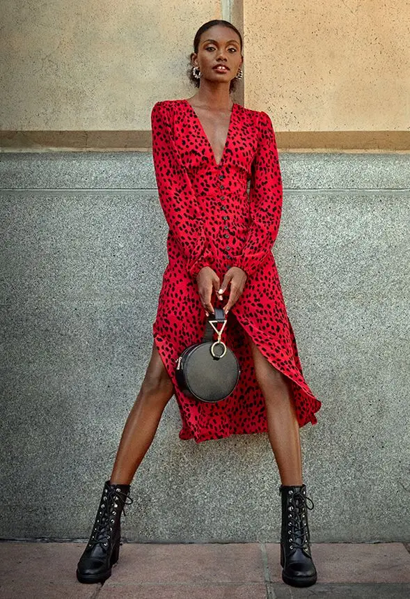 red dress animal print