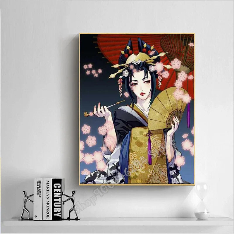 Японские кимоно для девочек цветы 5D алмазная вышивка полностью квадратная